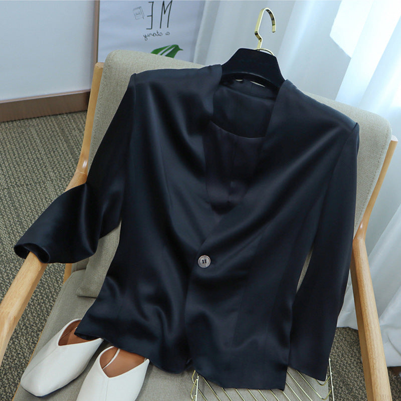 Damen Elegantes, ärmelloses Blazer aus hochwertigem Satin Drune
