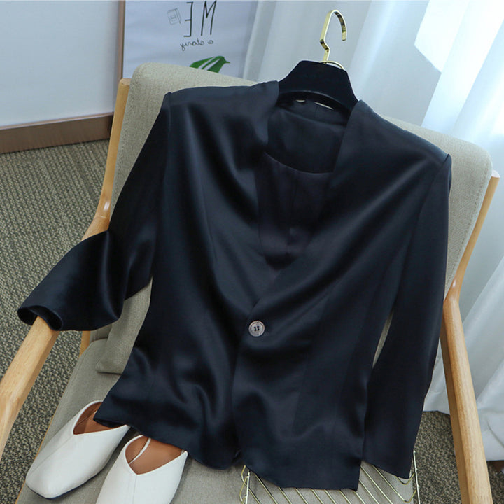 Damen Elegantes, ärmelloses Blazer aus hochwertigem Satin Drune