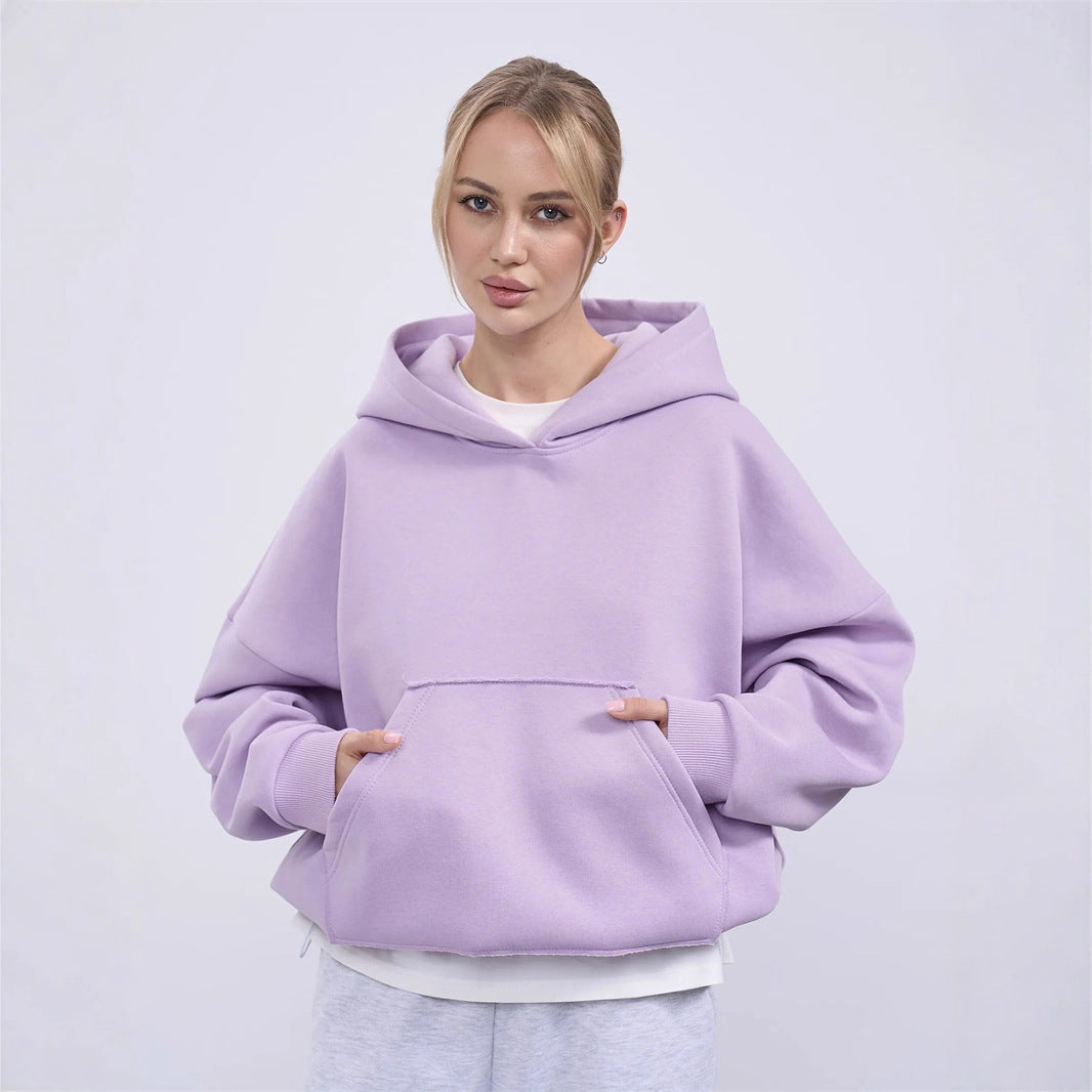 Damen Oversize Kapuzensweatshirt mit Taschen und weichem Material Drune