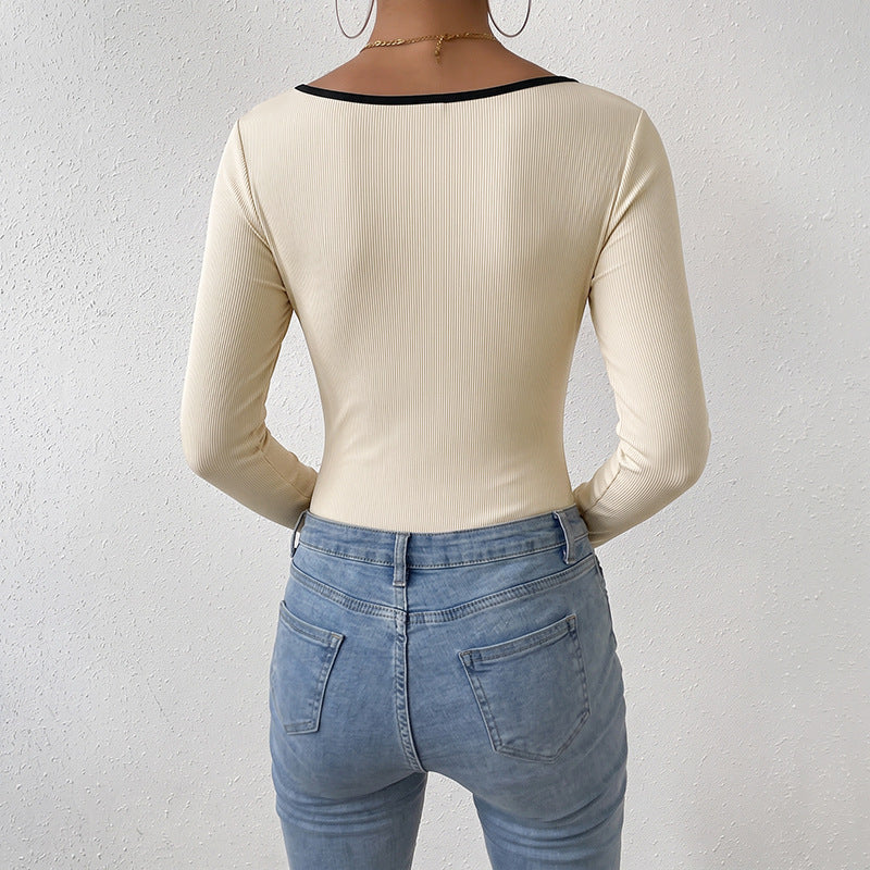 Damen Moderner Body mit V-Ausschnitt Drune