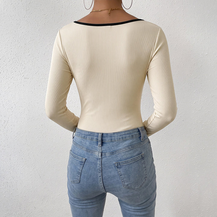 Damen Moderner Body mit V-Ausschnitt Drune