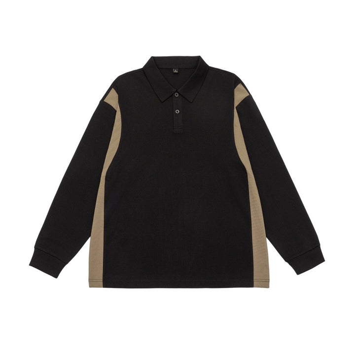 Unisex Langarm-Poloshirt im Oversize-Sweatstyle mit Kontrast-Seiteneinsätzen Drune