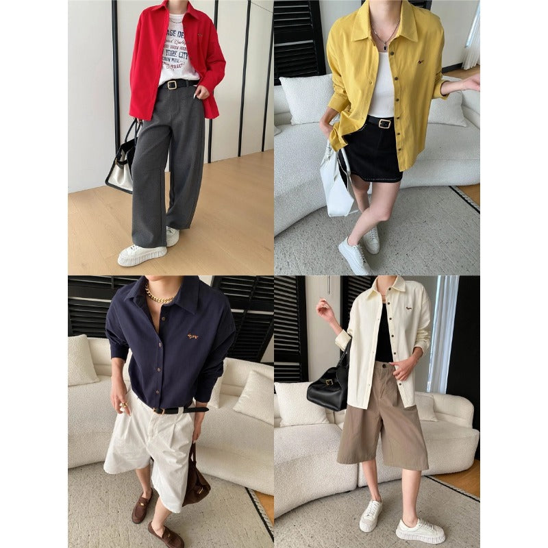 Damen lässige Überhemdjacke mit praktischen Taschen Drune