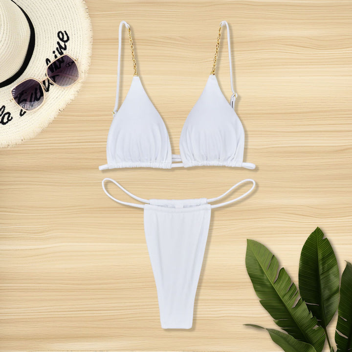 Damen Triangel-Bikini mit hochwertigem Goldakzent und raffinierten Trägern Drune