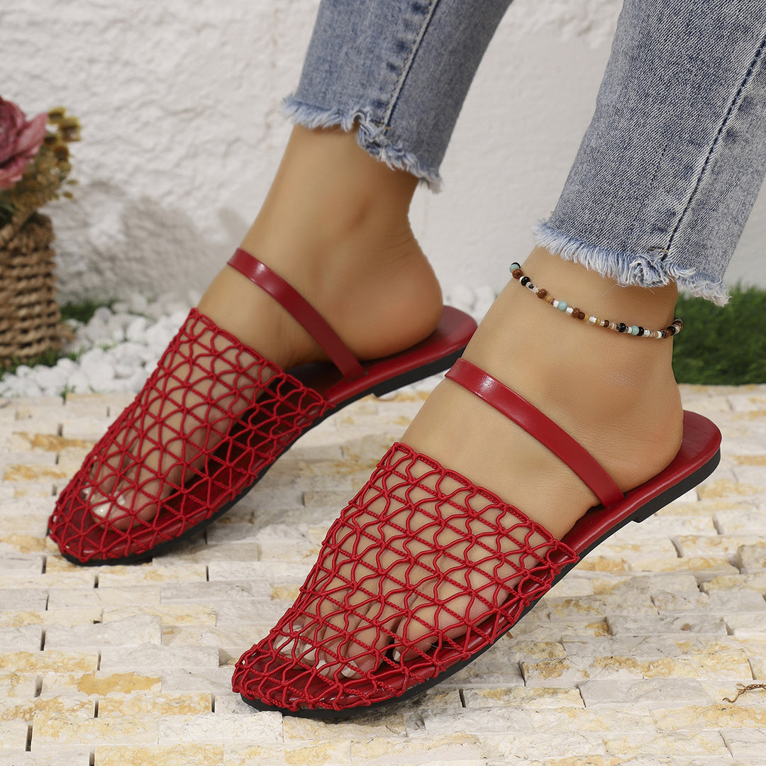 Damen  gewebte Netz-Mules mit Slip-On-Funktion, offener Ferse und flexiblem Leichtsohlen-Design Drune