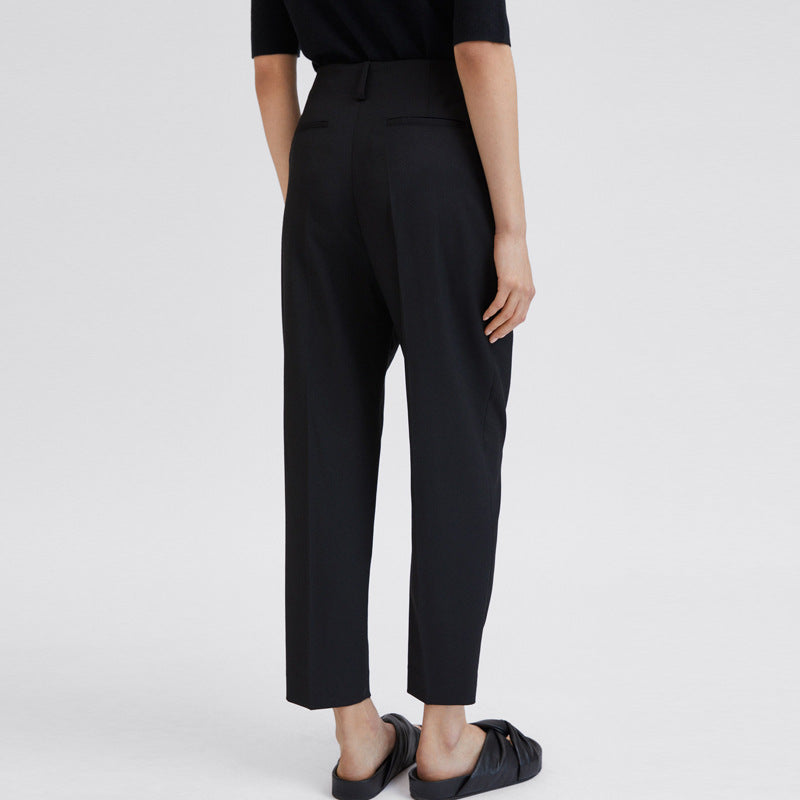 Damen elegante Anzughose mit hohem Bund und modischem Gürtel Drune