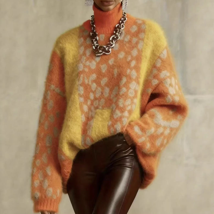 Damen nan kuscheliger Oversize-Pullover mit Rollkragen und Fellstruktur-Optik Drune