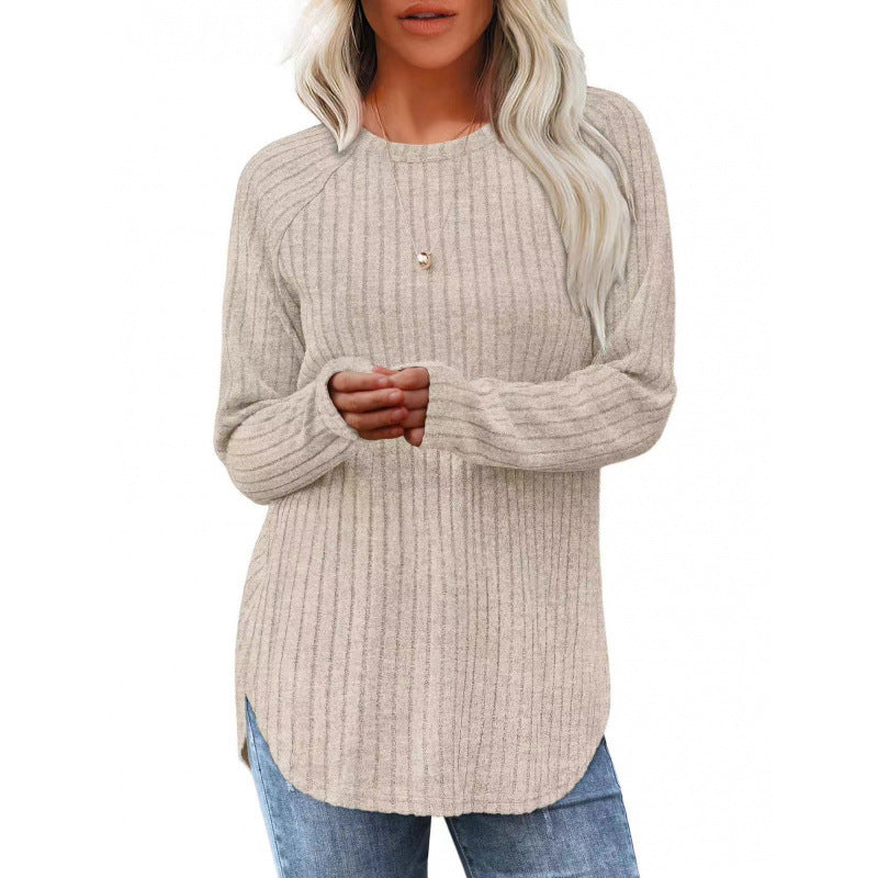 Damen lässiger Pullover mit geripptem Muster und weitem Schnitt Drune