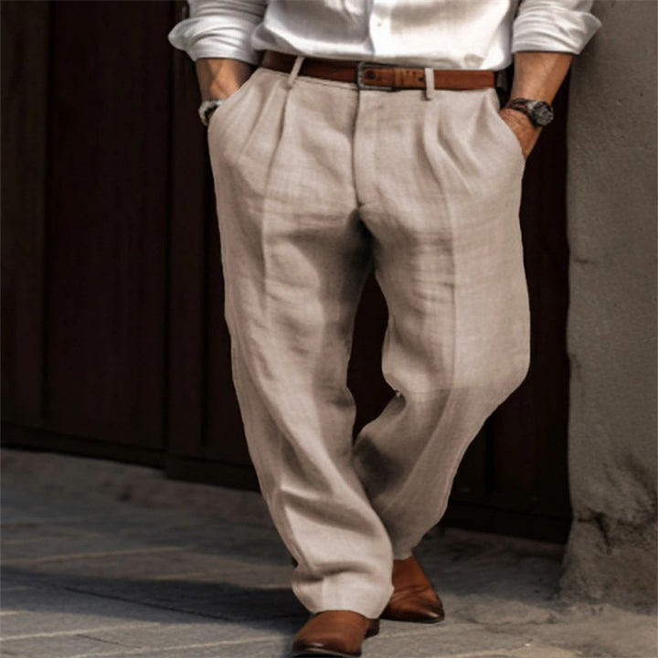 Herren Leinenhose mit weitem Schnitt und Bundfalten Drune