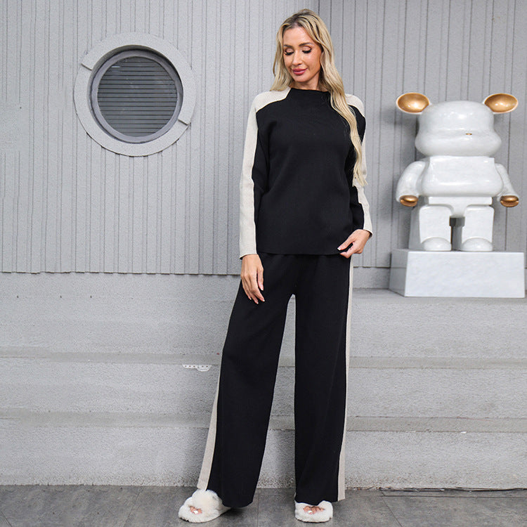 Damen modisches Freizeit-Loungewear-Set mit modernen Kontrastdetails Drune
