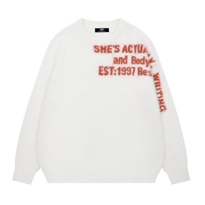 Damen Lässiger Oversized Pullover mit grafischem Print Drune