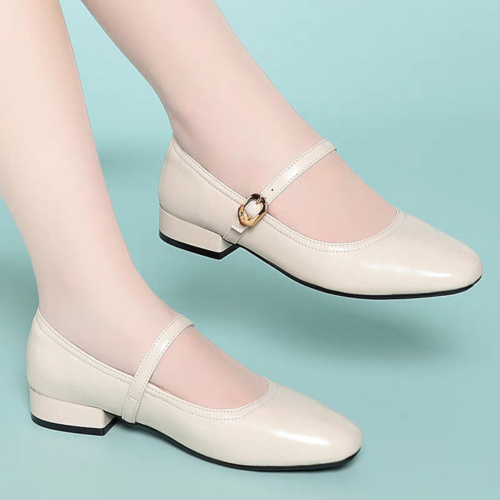 Damen Elegante Mary Jane Ballerinas mit Schmuckdetails und bequemem Absatz Drune