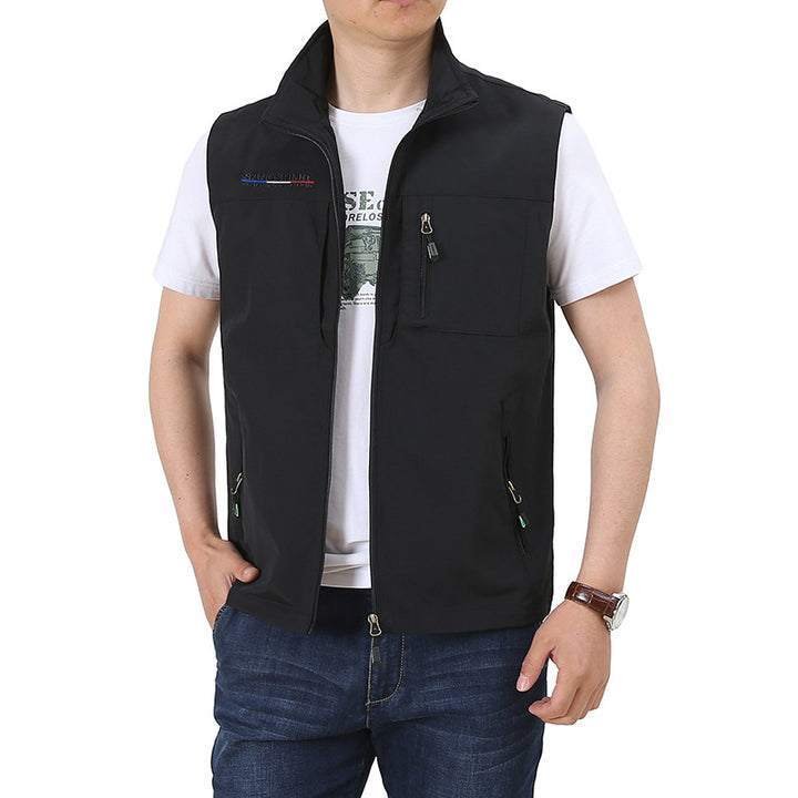 Herren Softshell-Utility-Weste mit Stehkragen und Multifachtaschen Drune