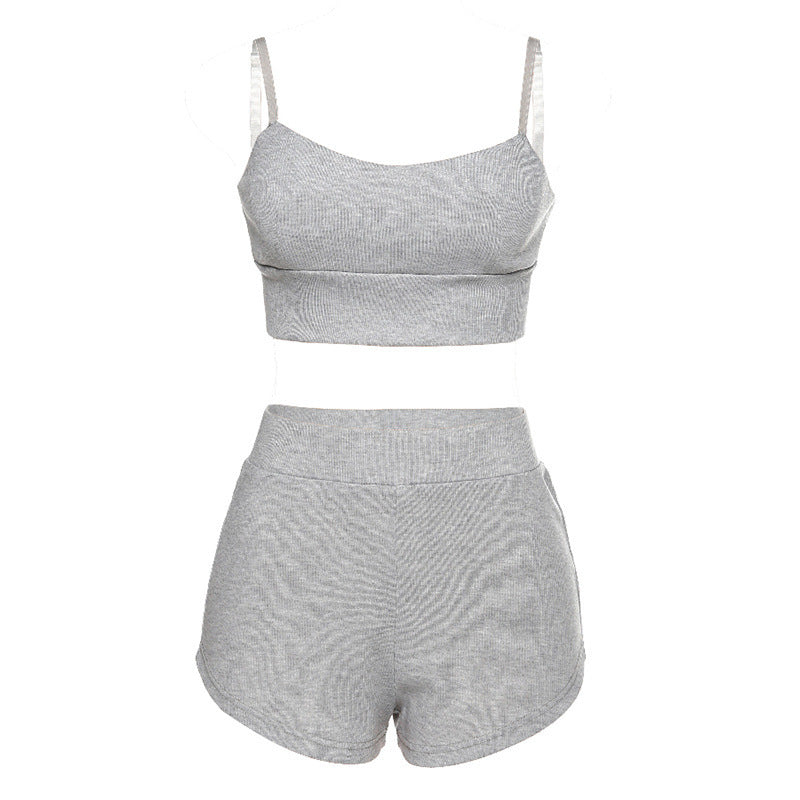 Damen Sportliches Zweiteiliges Set mit bequemen Shorts und Top Drune