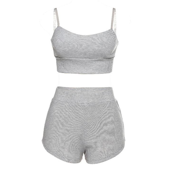 Damen Sportliches Zweiteiliges Set mit bequemen Shorts und Top Drune