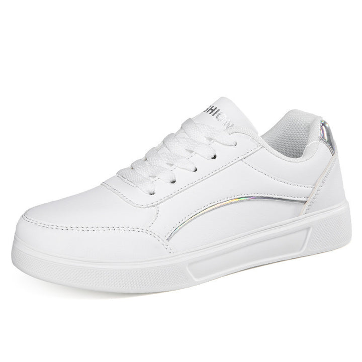 Damen nan niedrig geschnittener Kunstleder Sneaker mit holografischem Fersenbesatz Drune