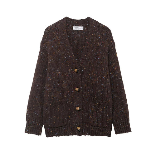 Damen nan grobgestrickte Strickjacke mit Hornknopf‑Front und aufgesetzten Taschen Drune