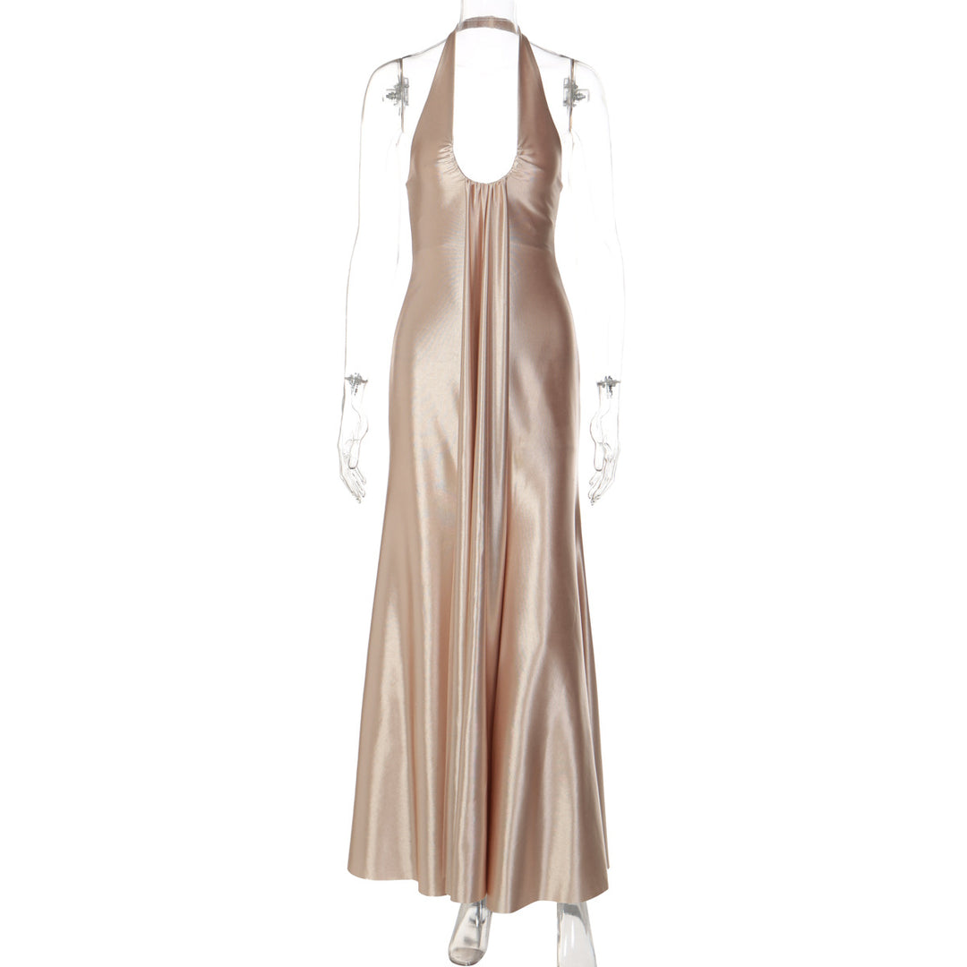 Damen Maxi Kleid mit eleganter Halterneck-Detaillierung und fließendem Schnitt Drune