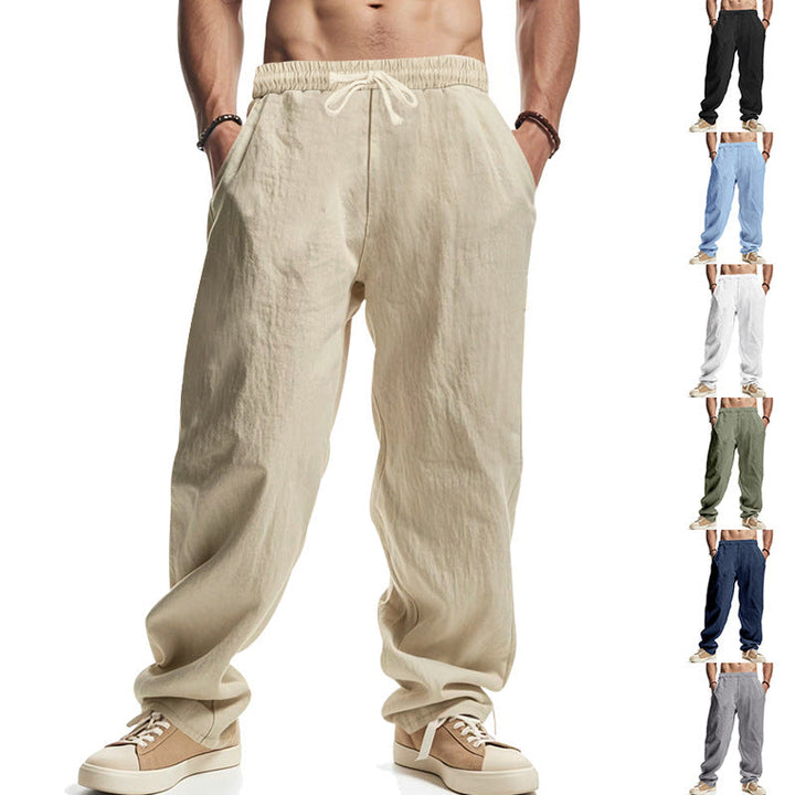 Herren lockere Sommer-Cargohose aus atmungsaktivem Material mit verstellbarem Kordelzug Drune