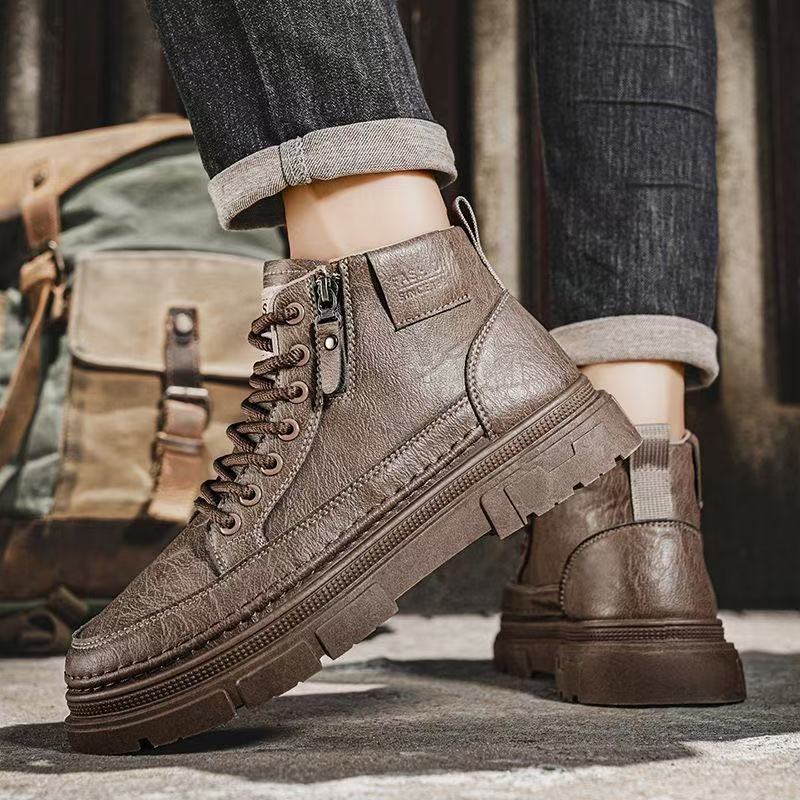 Herren Chunky-Boots mit Reißverschluss, gepolstertem Schaft und profilierter Sohle Drune