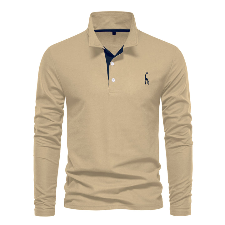 Herren Langarm Poloshirt mit modernem Kontrastkragen und hochwertigem Baumwollmix Drune