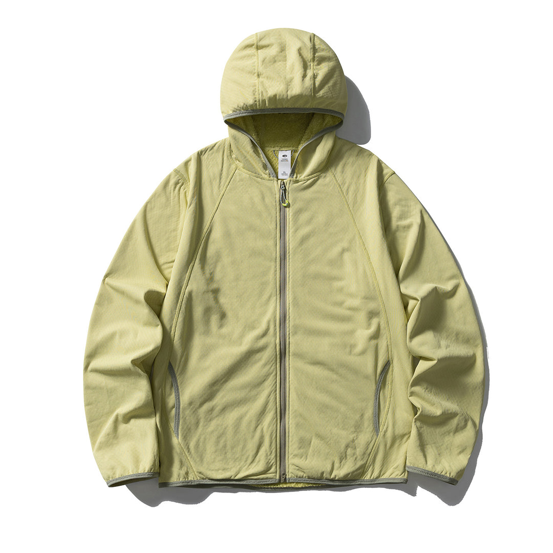 Unisex Leichte Kapuzen‑Fleecejacke mit Raglanärmeln und kontrastierter Kantenverarbeitung Drune