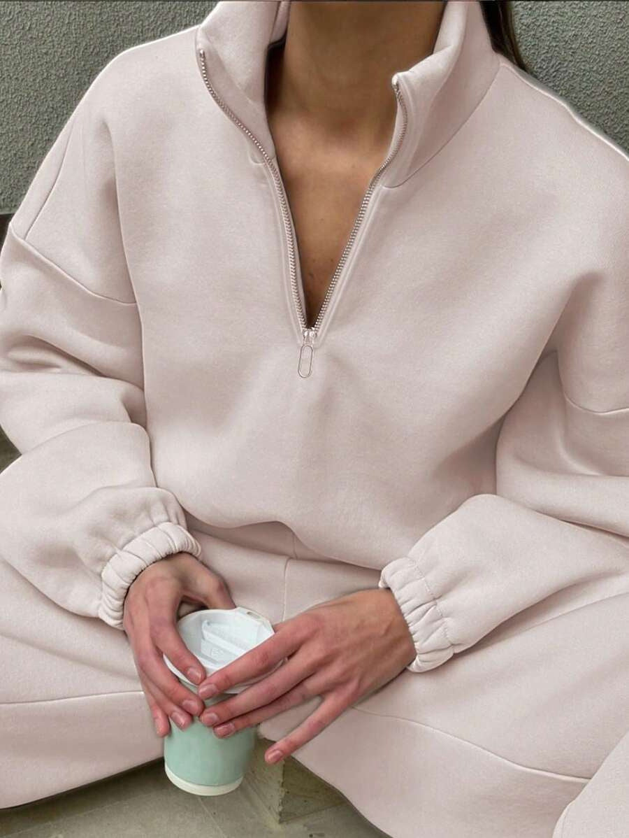 Damen modischer Hoodie mit halbem Reißverschluss und komfortablem Schnitt Drune