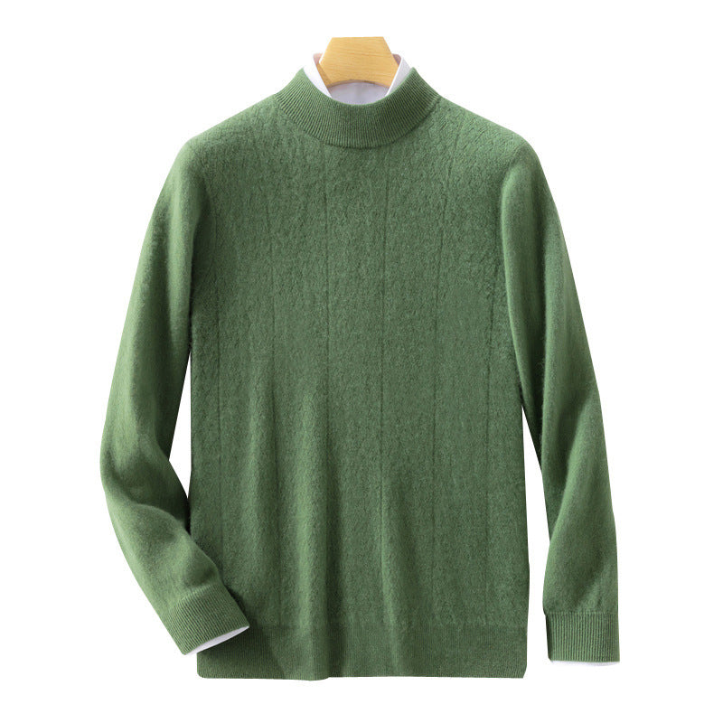 Herren Feiner Stehkragenpullover aus Kaschmir‑Optik mit dezenter Diagonalstruktur und schmalem Bund Drune