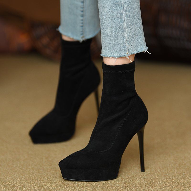 Damen Sock-Stiefelette mit Plateau und hohem Stiletto Drune