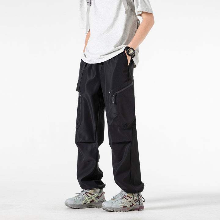 Herren Weite Utility‑Cargohose mit elastischem Bund, Reißverschluss‑Taschen und verstellbarem Saum Drune