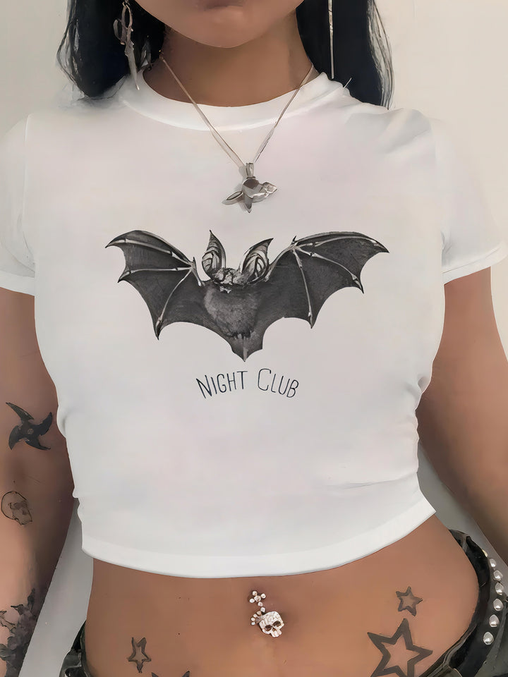 Damen T-Shirt mit künstlerischem Statement-Print und figurbetontem Schnitt Drune