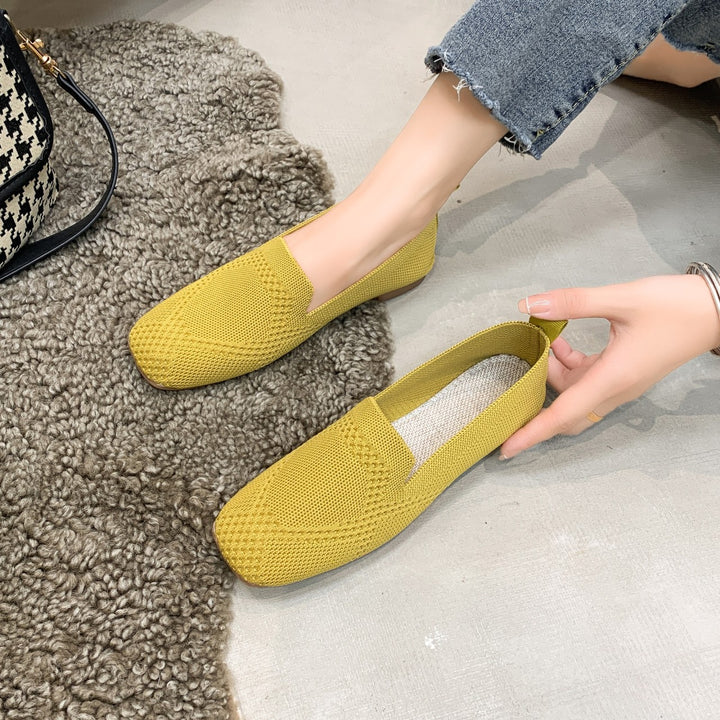 Damen Atmungsaktive Gestrickte Hineinschlüpfschuhe mit Flexibler Laufsohle Drune