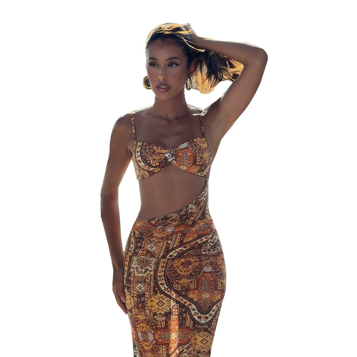 Damen figurbetontes Maxikleid mit asymmetrischem Design und eleganten Steinen Drune