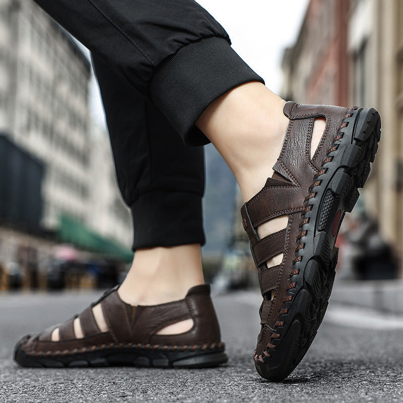 Herren Sandalen mit atmungsaktiven Riemen und rutschfester Sohle Drune