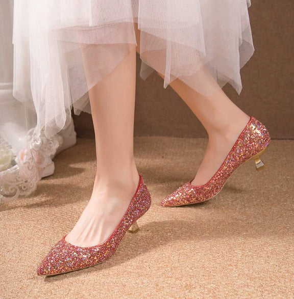 Damen elegante glitzernde Pumps mit spitz zulaufender Form Drune