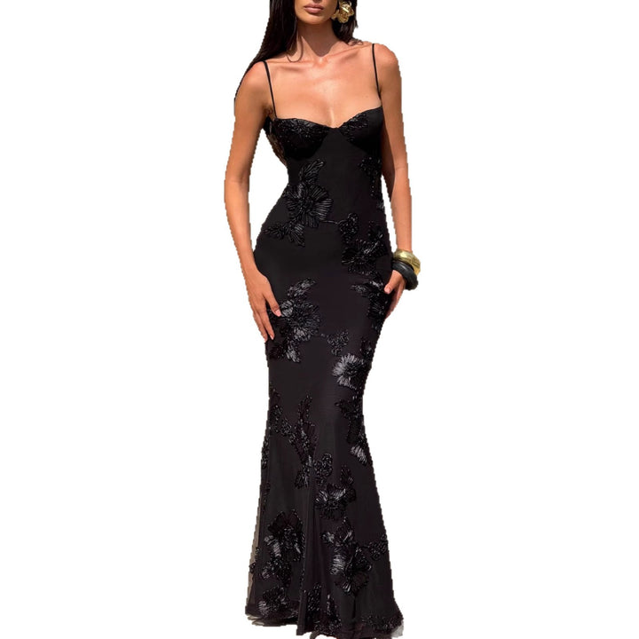 Damen Elegantes Abendkleid mit floralem Spitzenmotiv und tailliertem Schnitt Drune