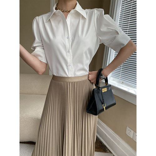 Damen Elegante Bluse mit Puffärmeln Drune
