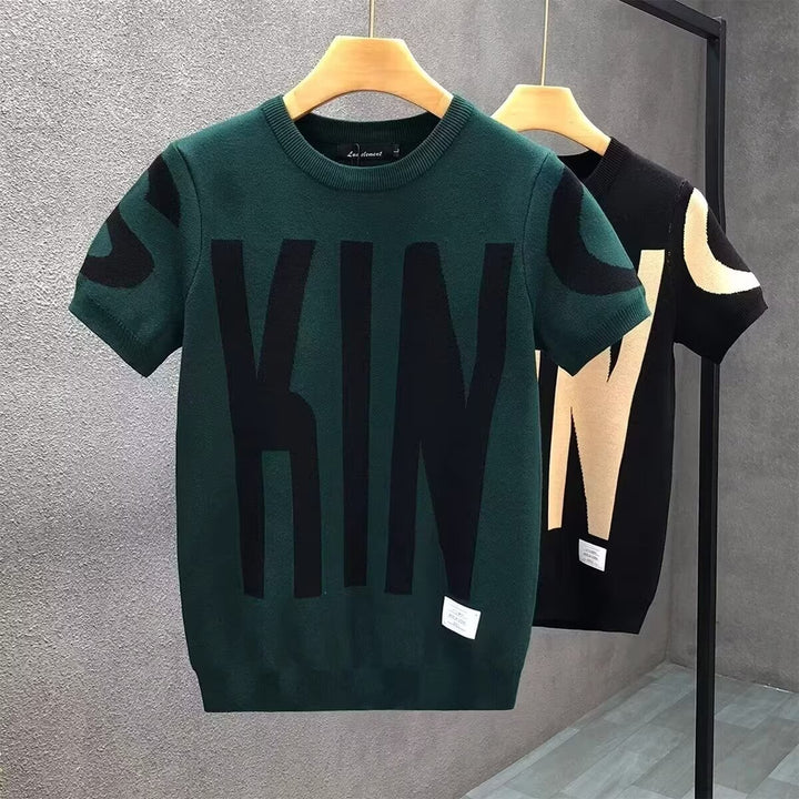 Herren Strickshirt mit oversized Schriftzug Drune