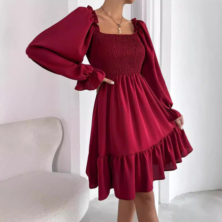 Damen Luftiges Minikleid mit Puffärmeln und Rüschendetails Drune