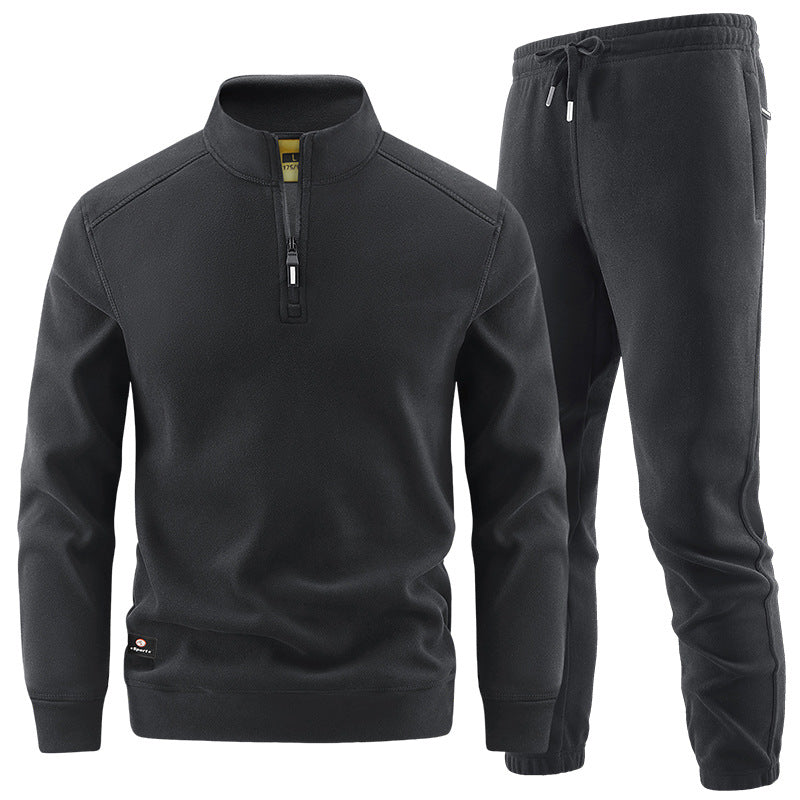 Herren Fleece-Trainingsset mit Stehkragen und Elastikbund Drune