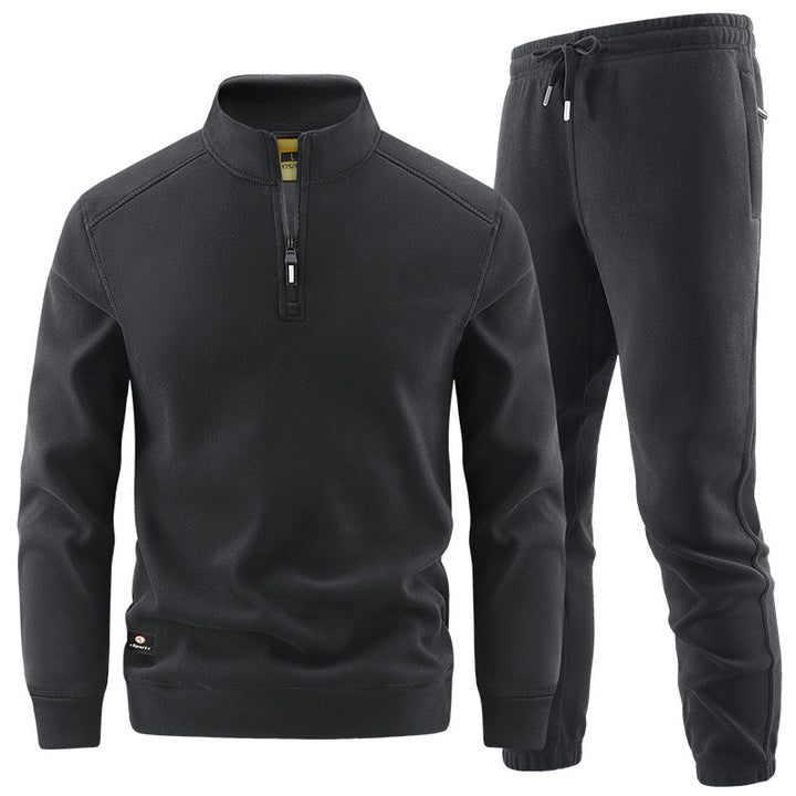 Herren Fleece-Trainingsset mit Stehkragen und Elastikbund Drune