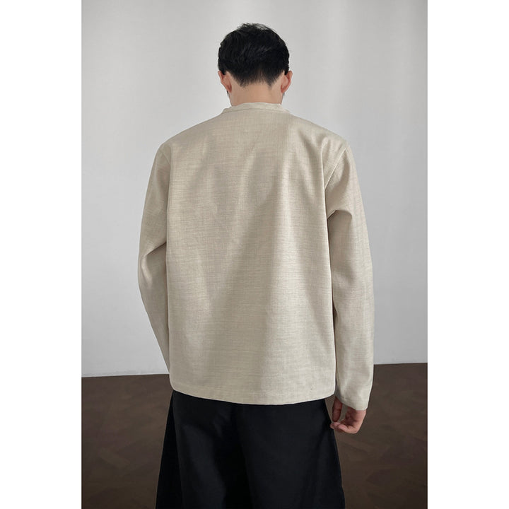 Herren Elegantes Langarm-Oberteil mit Stehkragen Drune