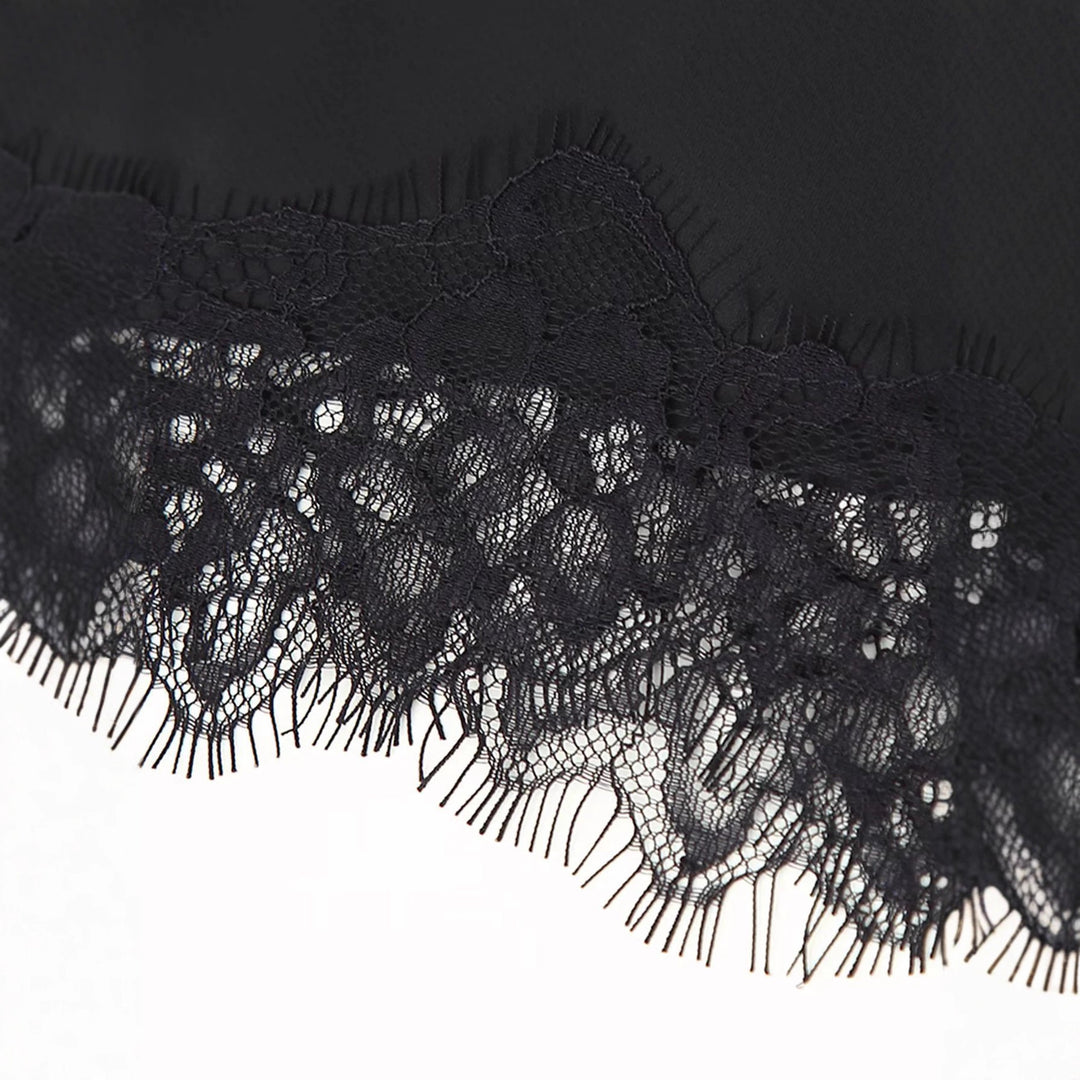 Damen nan Satin-Midirock als Unterrock mit elastischem Komfortbund und zarter Spitzenkante Drune
