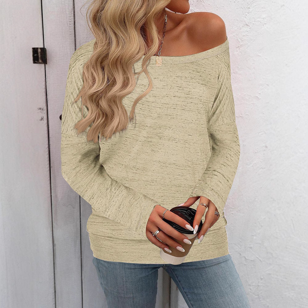Damen Oversize off-shoulder feinstrick Pullover mit weitem Bootsausschnitt Drune