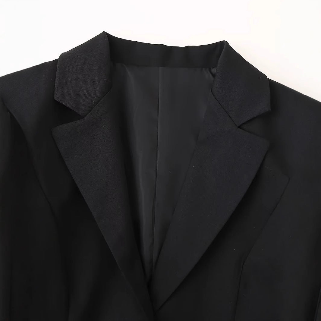 Damen nan taillierter Longblazer mit Reverskragen, drei Knöpfen und Pattentaschen Drune