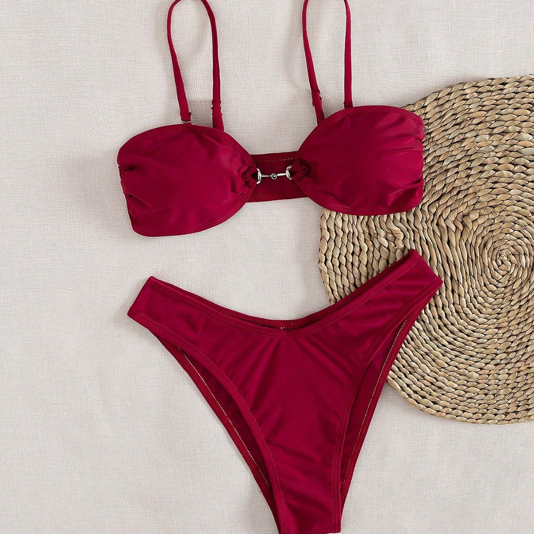 Damen Bandeau-Bikini mit modischem Schnitt und verstellbaren Trägern Drune