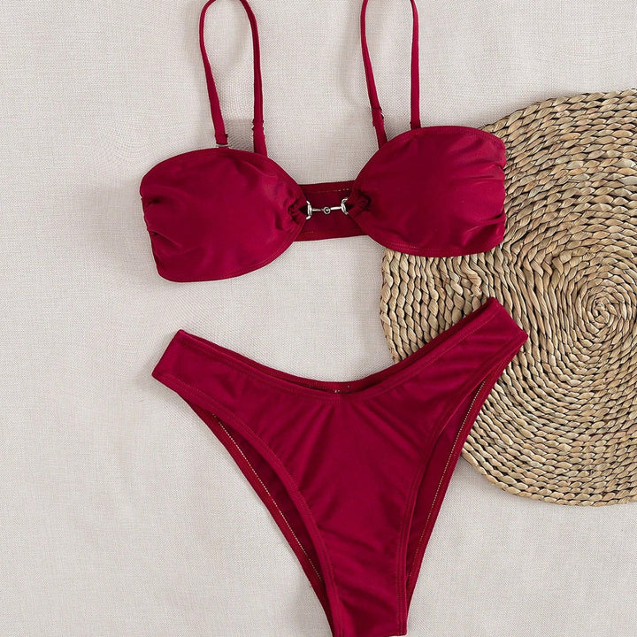 Damen Bandeau-Bikini mit modischem Schnitt und verstellbaren Trägern Drune