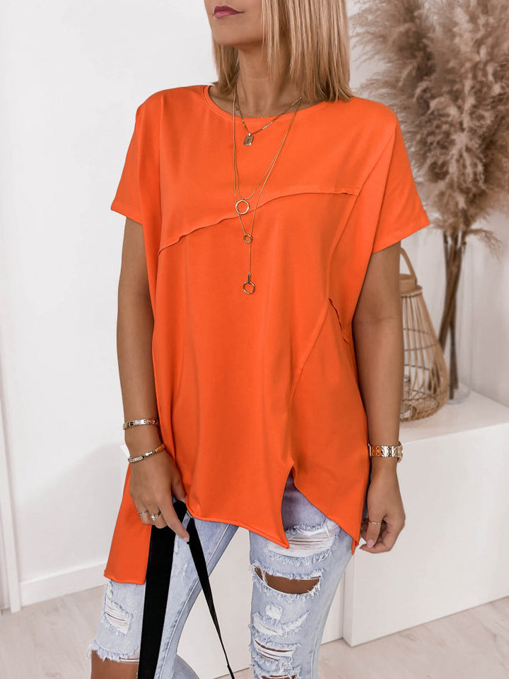 Damen asymmetrisches Oberteil mit eleganter Drapierung Drune