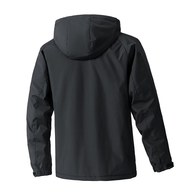 Herren Wasserabweisende Kapuzen‑Übergangsjacke mit Thermofutter, Utility‑Taschen & verstellbaren Manschetten Drune