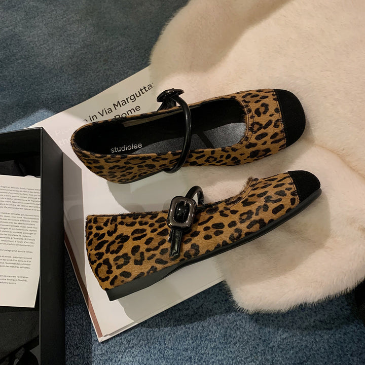 Damen elegante Mary Jane Ballerinas mit verstellbarem Riemen Drune
